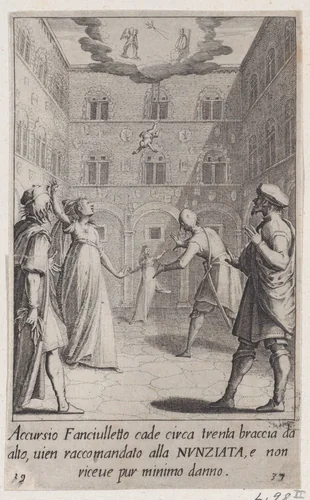 Accursio, from Scelta d'Alcuni Miracoli e Grazie della Santissima Nunziata di Firenze (Selection of Some Miracles and Graces that Occurred in the Church of the Annunziata in Florence) by Jacques Callot, print, 1611-1619