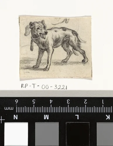 Staande hond met de tong uit de bek by Abraham Hendrik Winter, drawing, 1815-1860