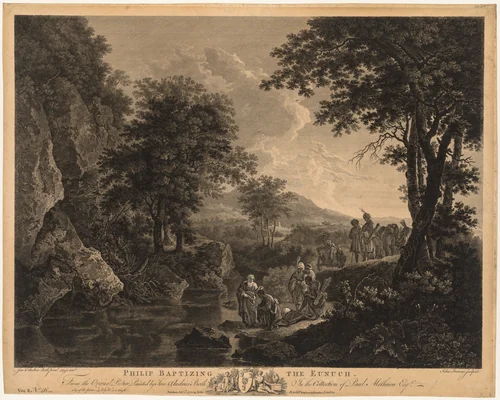 Philip Baptising the Eunuch by John Browne, print, 1772