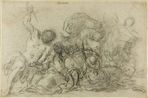 Massacre of the Innocents by Tiziano Vecellio, drawing, 1585-1600