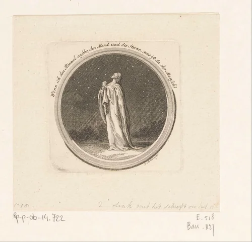 David bidt naar de nachtelijke hemel by Daniel Nikolaus Chodowiecki, print, 1784