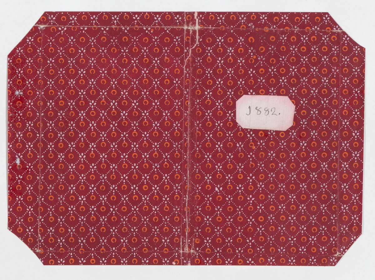 Book cover with circle and dot pattern by anonymous, print, 1877-1887
