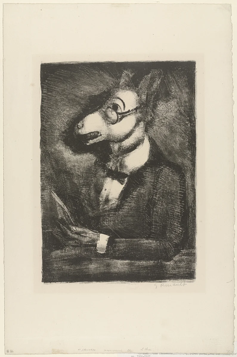 Full hands to the innocents. We shall all be wise. The Donkey. Second plate by Georges Rouault, print, 1924