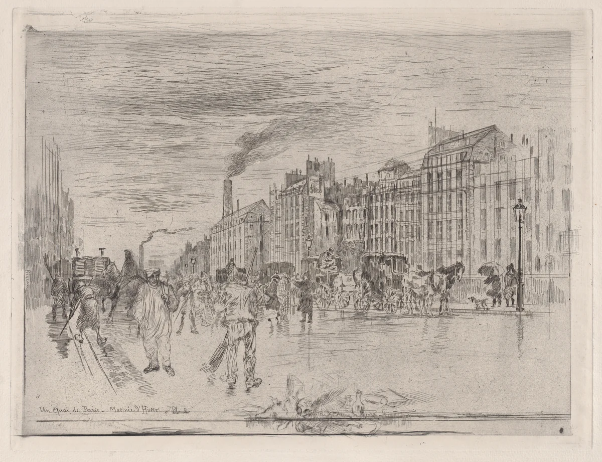 Winter Morning on the Quays by Félix Hilaire Buhot, print, 1860-1898