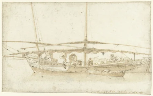 Boot te Malta by Willem Schellinks, drawing, 1664