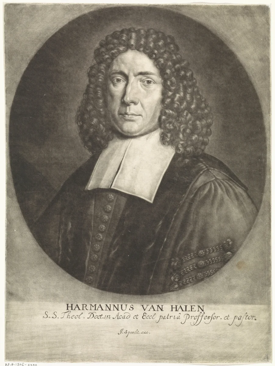Portret van Herman van Halen by Jan Broedelet, print, 1690-1708