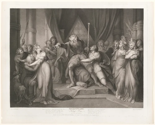 Lear Casting out his Daughter Cordelia by Richard Earlom, print, 1792