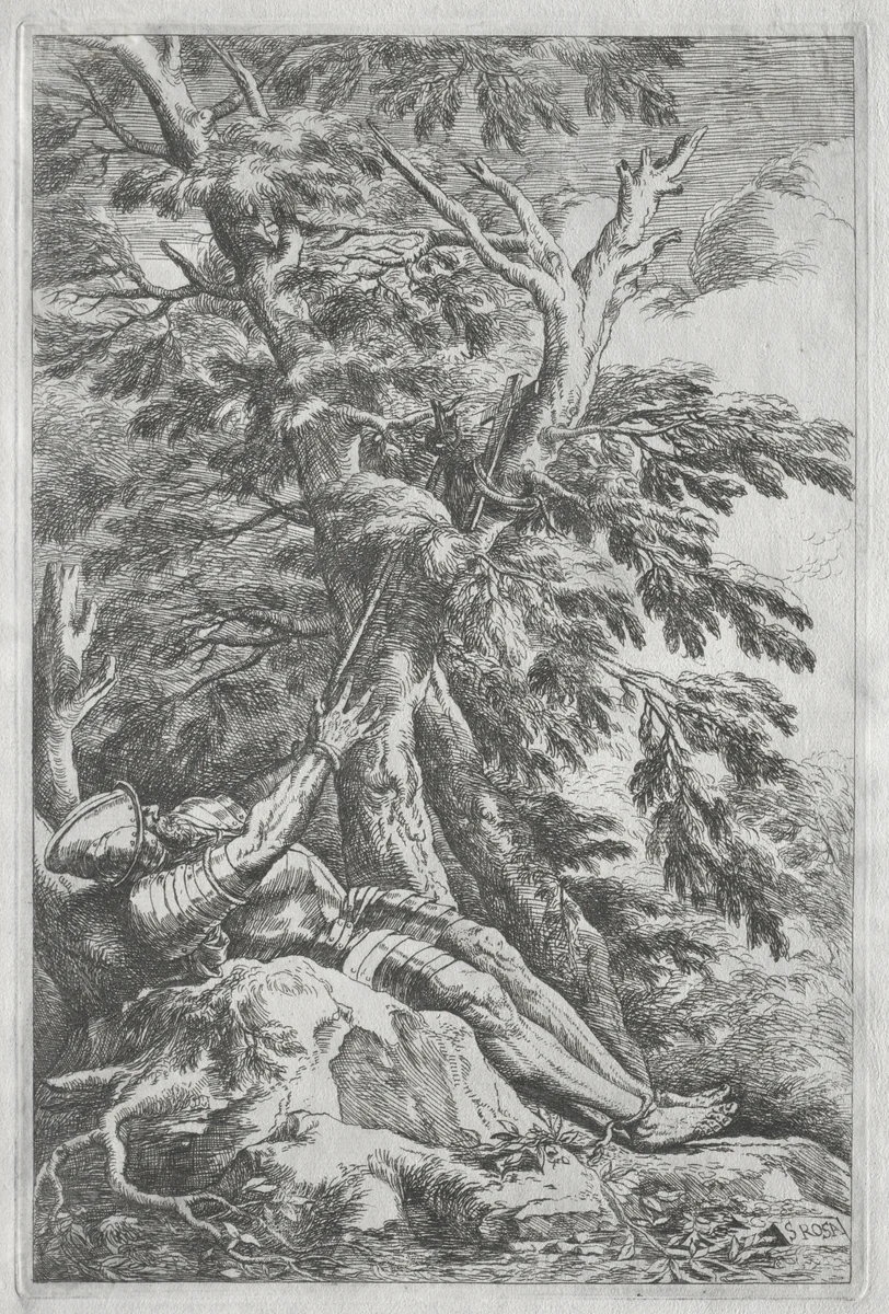 St. William the Hermit by Salvator Rosa, print, 1657-1667