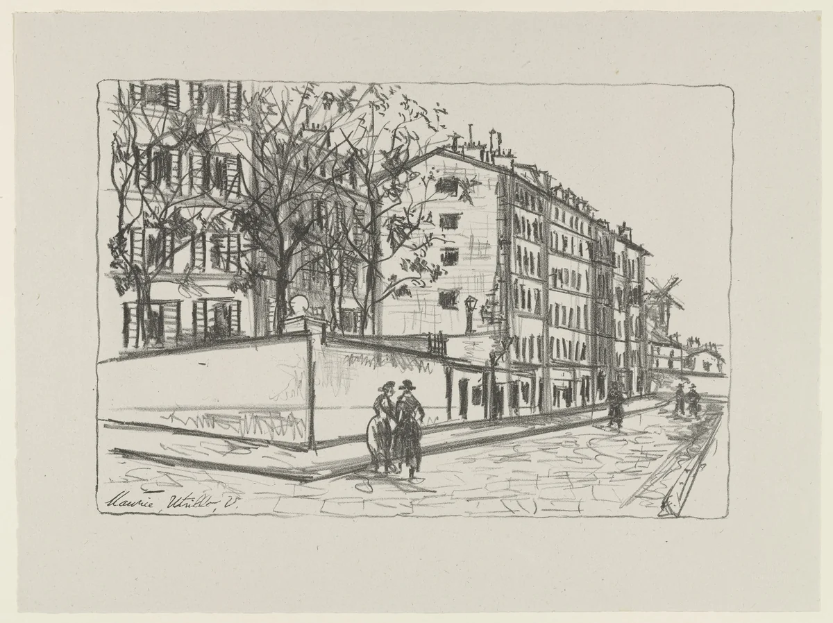La Rue d'Orchampt (Orchampt Street) from Essai dur l'histoire de la lithographie en France. Les Peintures lithographes de Manet à Matisse. Album de lithographies originales. by Maurice Utrillo, print, 1924