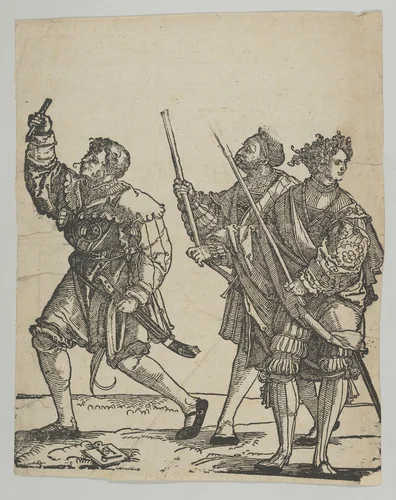 Master of Ceremonies and Torchbearer, from The Wedding Dancers by Hans Schäufelein, print, 1500-1540