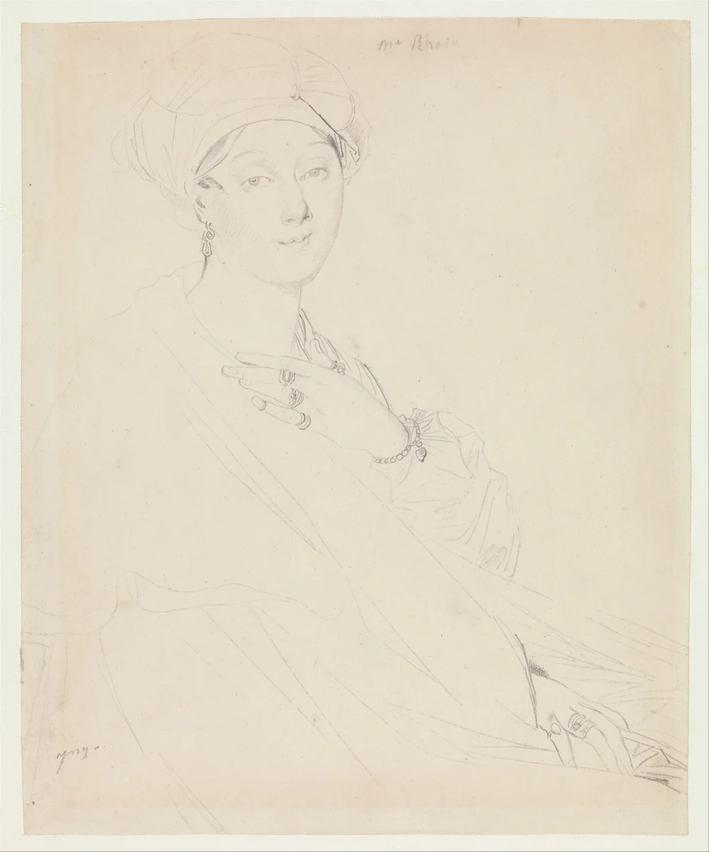 Portrait of Madame Rhode (Rhoda?) by Jean-Auguste-Dominique Ingres, drawing, 1810-1820