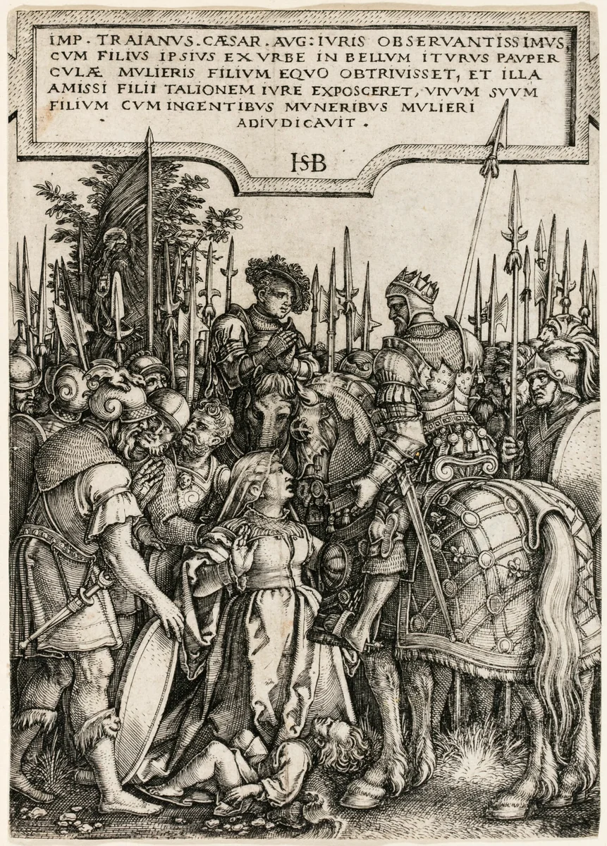 Trajan's Justice by Sebald Beham, print, 1520-1550