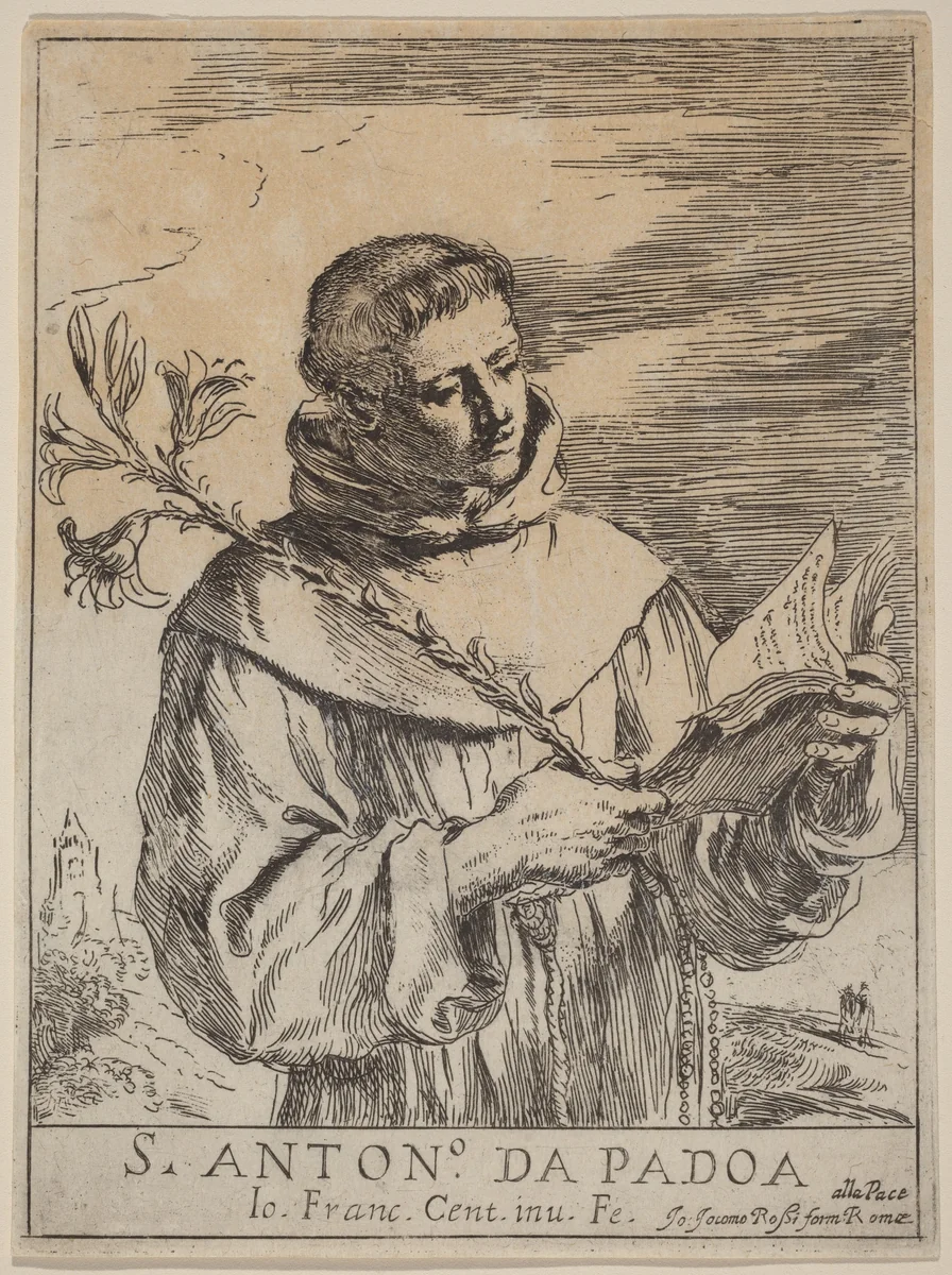 Saint Anthony of Padua by Guercino, print, 1630-1639