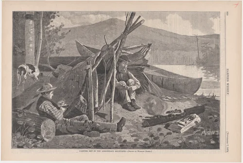 Camping Out in Adirondacks (from "Harper's Weekly," Vol. XVIII) by Winslow Homer, print, 1874