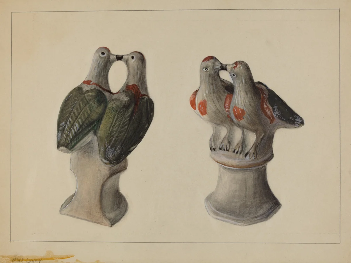 Chalkware Lovebirds by Mina Lowry, index of american design, 1937
