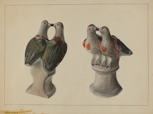 Chalkware Lovebirds by Mina Lowry, index of american design, 1937