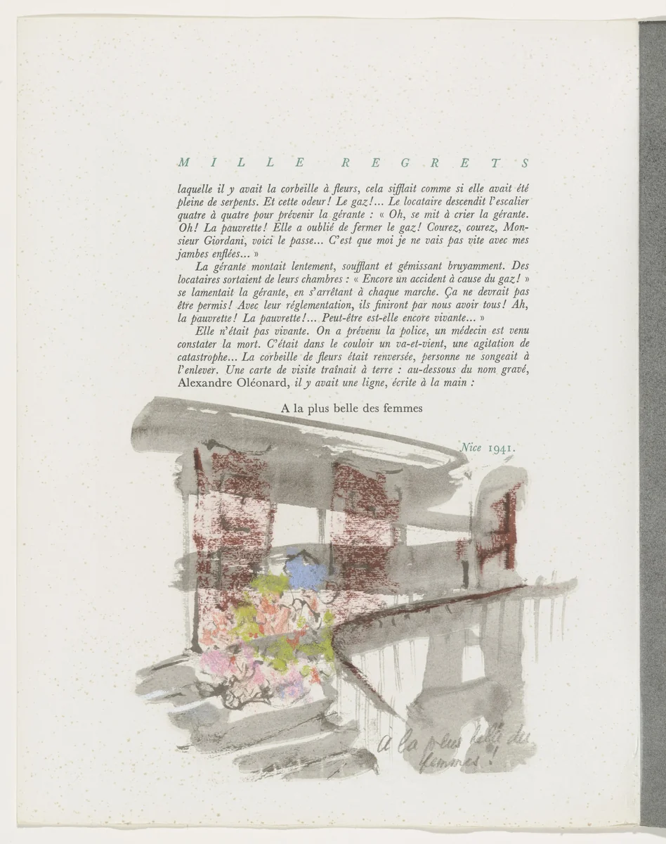 Tailpiece (page 50) from Mille Regrets (A Thousand Regrets) by Christian Bérard, illustrated book, 1947