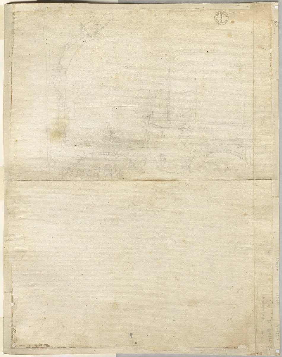 Sketch for San Giovanni in Laterano (verso) by Lievin Cruyl, drawing, 1664