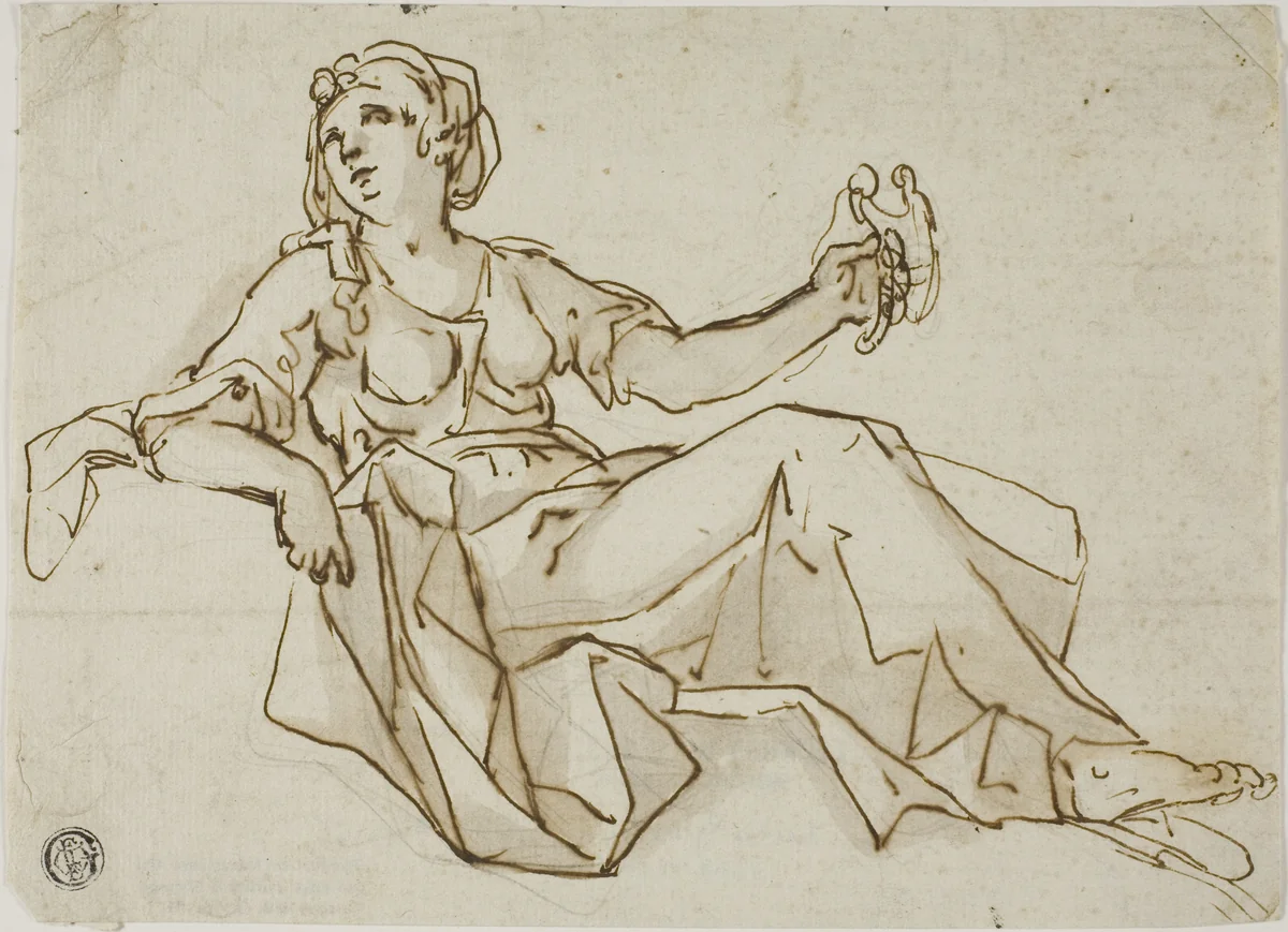 Allegorical Figure of Temperance by Giuseppe Caccioli, drawing, 1692-1740