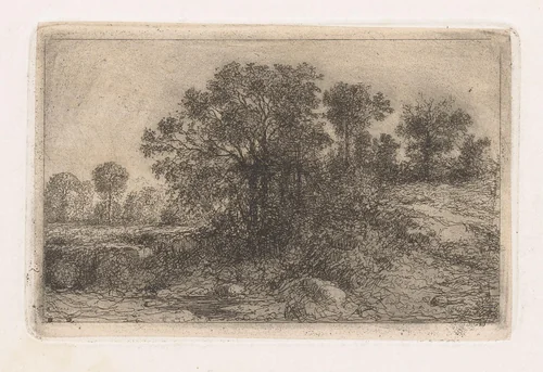 Bomen tegen een helling by Jean Alexis Achard, print, 1851
