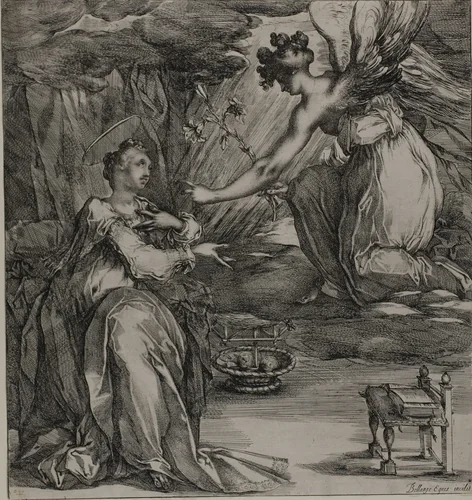 The Annunciation by Jacques Bellange, print, 1615-1616