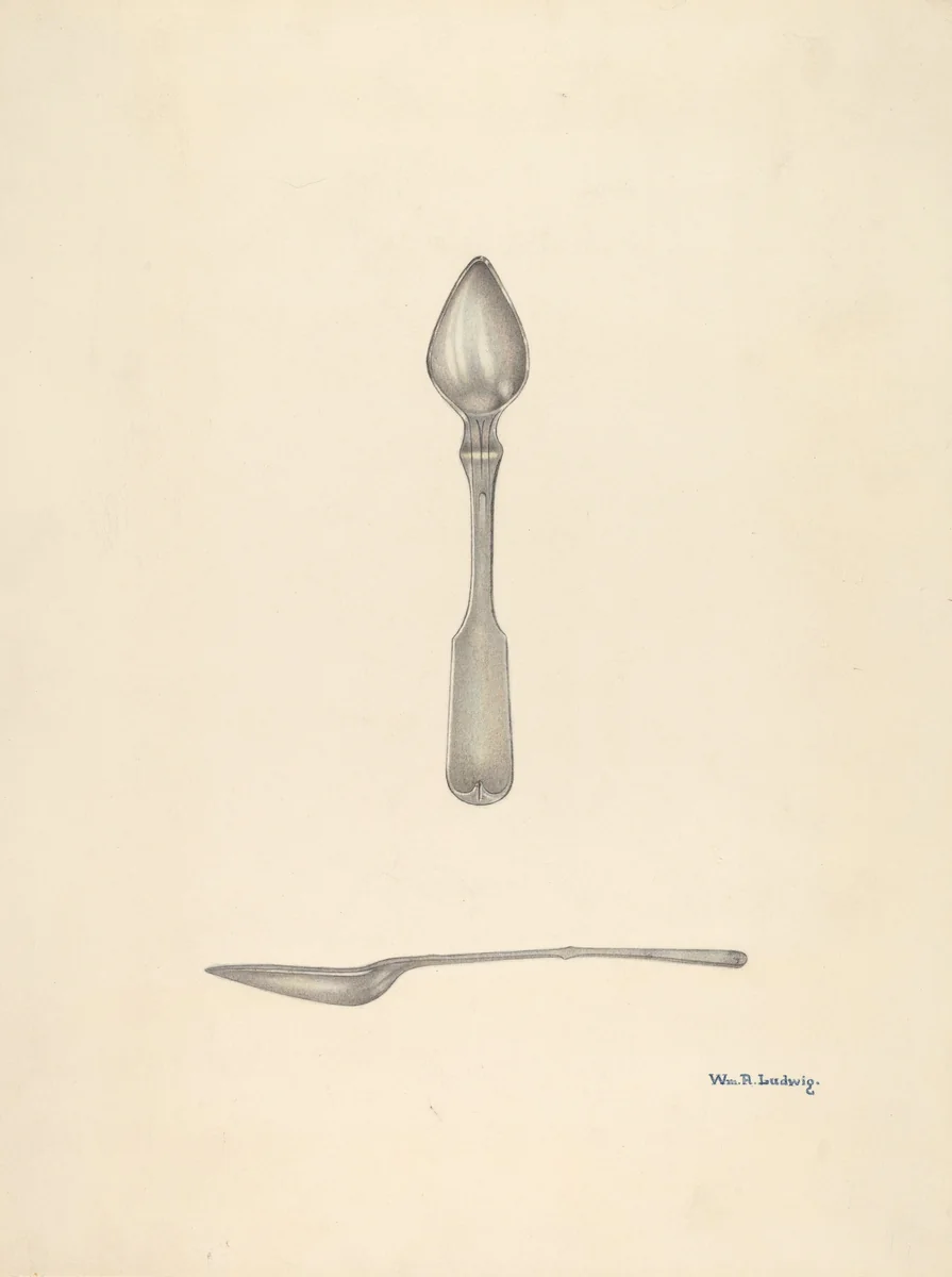 Bishop Hill: Small Spoon by William Ludwig, index of american design, 1936