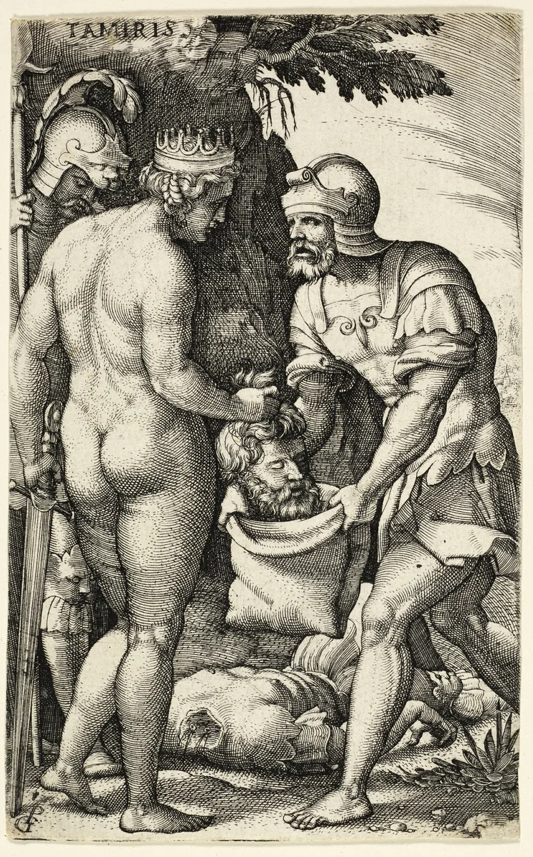 Tamiris, from Greek Heroines by Georg Pencz, print, 1534-1544