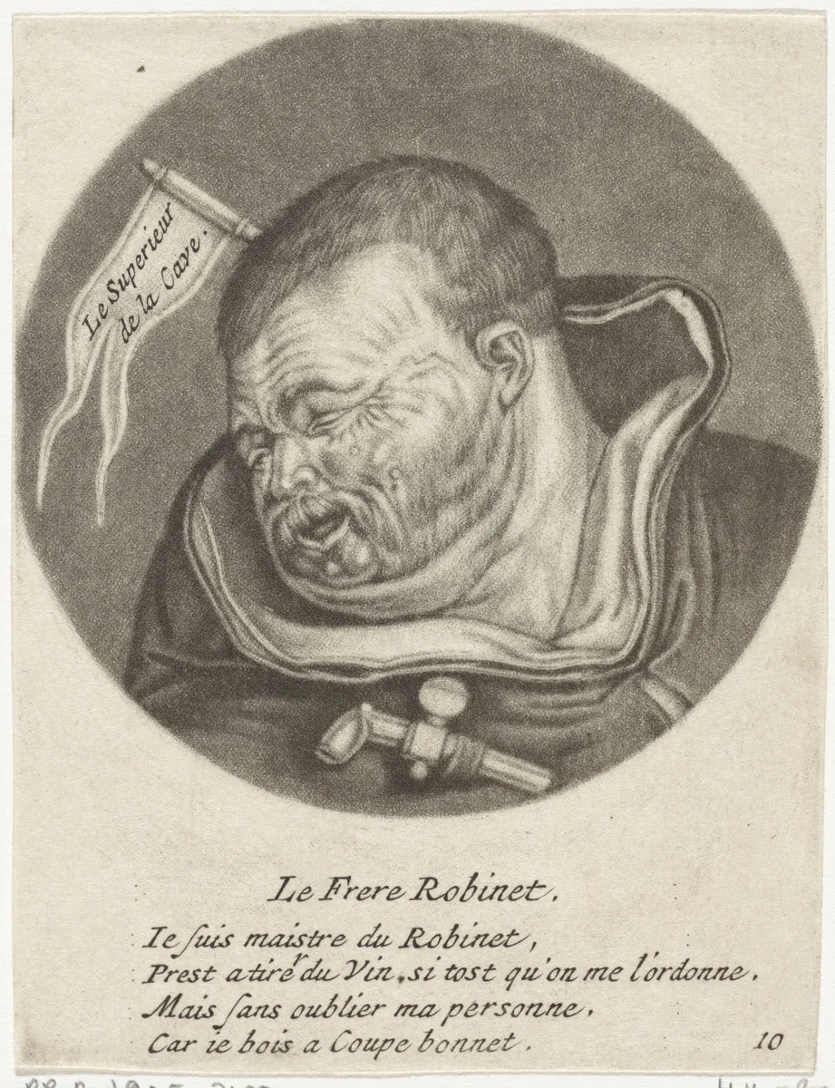 Monnik met een pijp en een vlag by Jacob Gole, print, 1670-1724