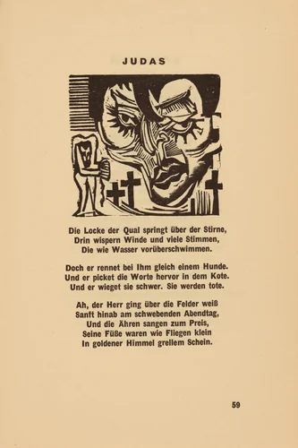 Judas (headpiece, page 59) from Georg Heym: Umbra Vitae (Georg Heym: The Shadow of Life) by Ernst Ludwig Kirchner, volume, 1924