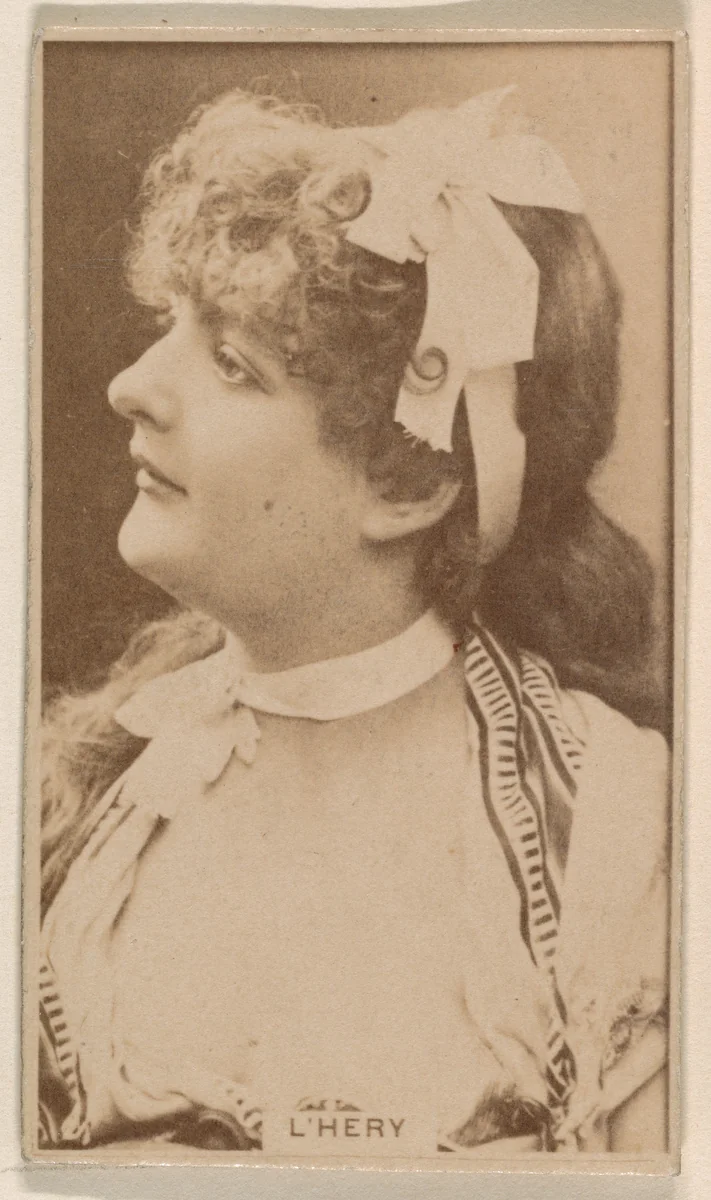 Miss L'Hery, from the Actresses series (N245) issued by Kinney Brothers to promote Sweet Caporal Cigarettes by Kinney Brothers Tobacco Company, photograph, 1890
