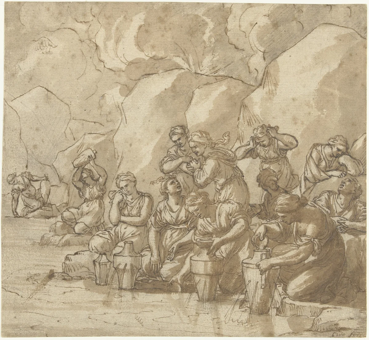 De Danaïden by Ciro Ferri, drawing, 1644-1689