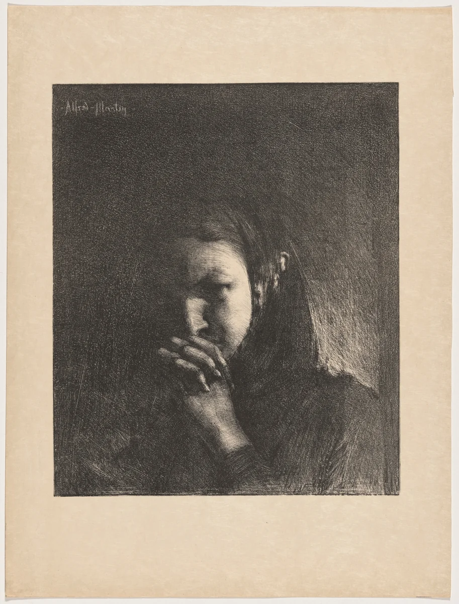 Mélancolie (Melancholy) by Alfred-Nicolas Martin, print, 1895