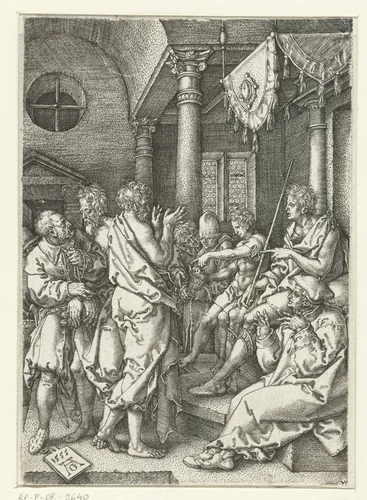 Daniël verhoort de ouderlingen by Unknown, print, 1555