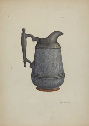 Pewter and Ceramic Pitcher by Helen Bronson, index of american design, 1937