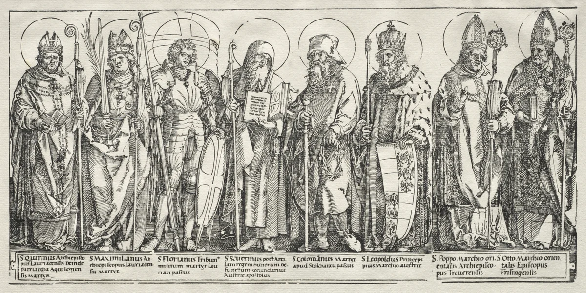 The Eight Saints of Austria by Albrecht Dürer, print, 1510-1520