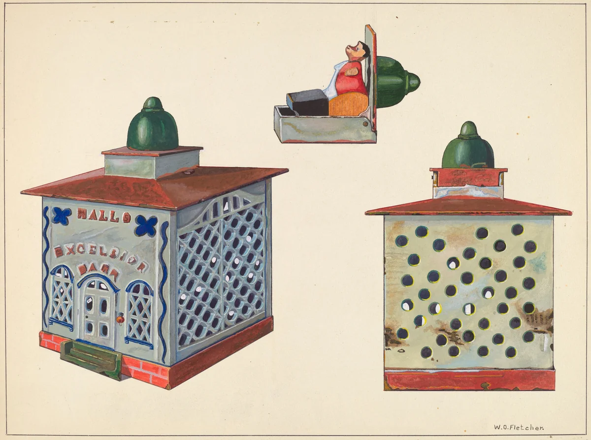 Wall's Excelsior Bank (mechanical) by William O. Fletcher, index of american design, 1937