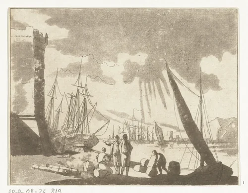 Havengezicht by Anthonie van den Bos, print, 1778-1838