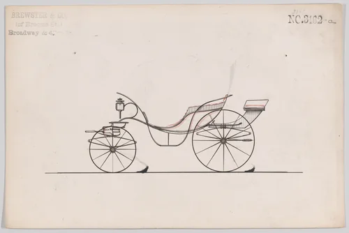 Design for Pony Phaeton, no. 3162a by Brewster & Co., drawing, 1875