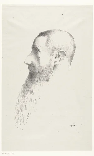 Portret van Roger Marx by Odilon Redon, print, 1904