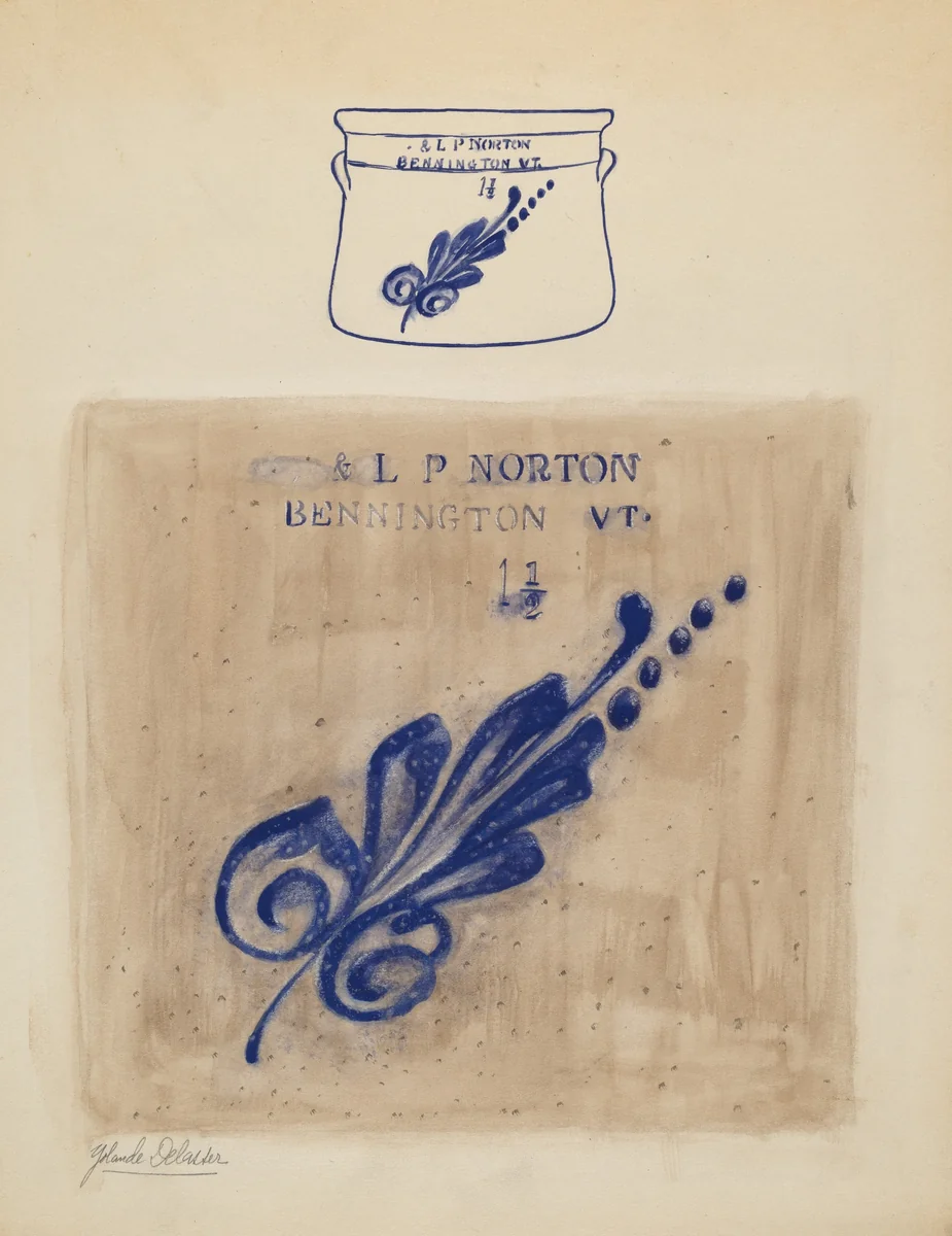 Crock by Yolande Delasser, index of american design, 1937