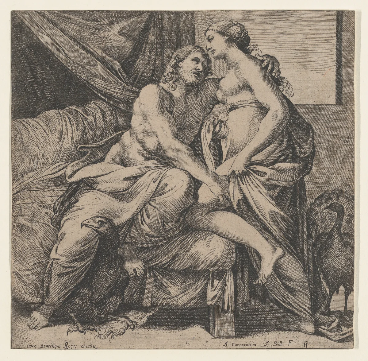 Jupiter embracing Juno, from "La Gallerie du Palais Farnaise de la ville de Rome" by Jacques Belly, print, 1641