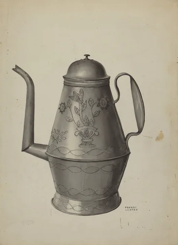 Pa. German Coffee Pot by Frances Lichten, index of american design, 1936