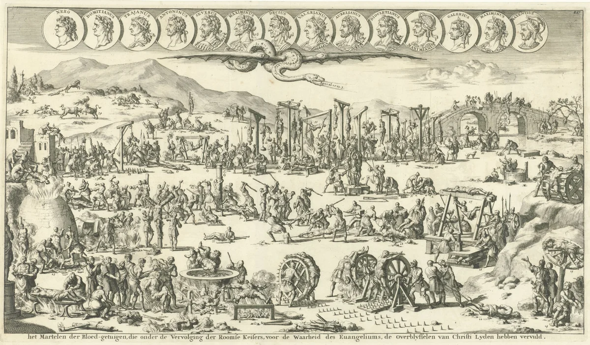 Christenvervolgingen in de Romeinse tijd by Jan Luyken, print, 1690