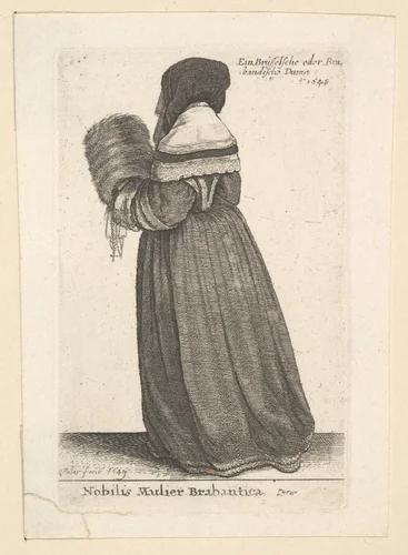 Nobilis Mulier Brabantica, (Noblewoman from Brabant) by Wenceslaus Hollar, print, 1649-1816