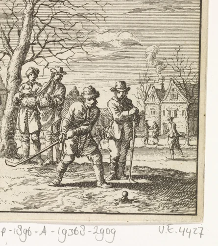 Kolfspelende jongens by Jan Luyken, print, 1712