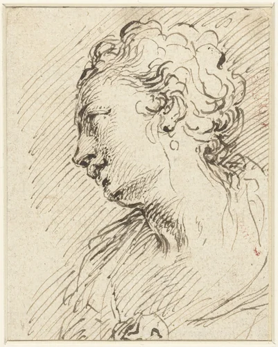 Hoofd van een vrouw by Pietro Antonio Novelli, drawing, 1739-1804