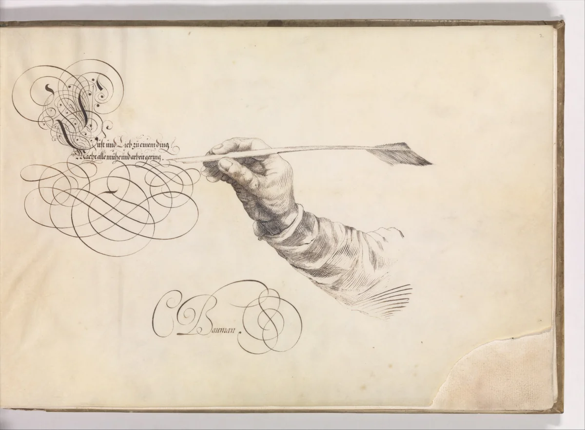 Specimens of Penmanship after Jan van de Velde and other Calligraphy Books by Conrad Baumann, book, 1615-1625