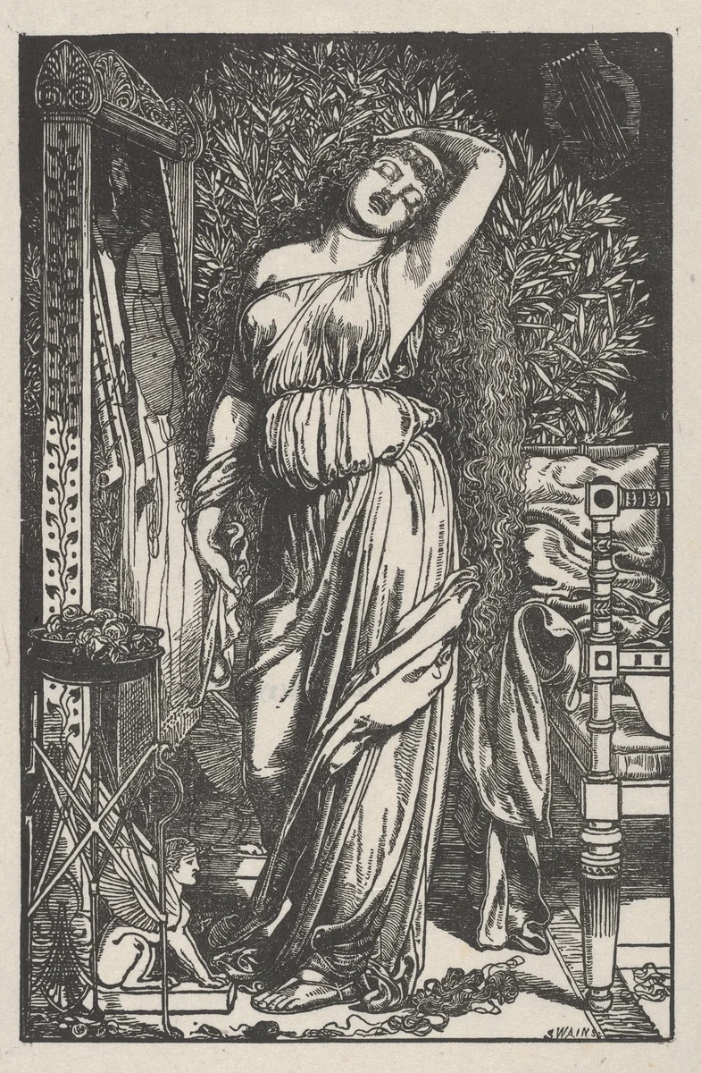 Danaë in the Brazen Chamber by Frederick Augustus Sandys, print, 1867