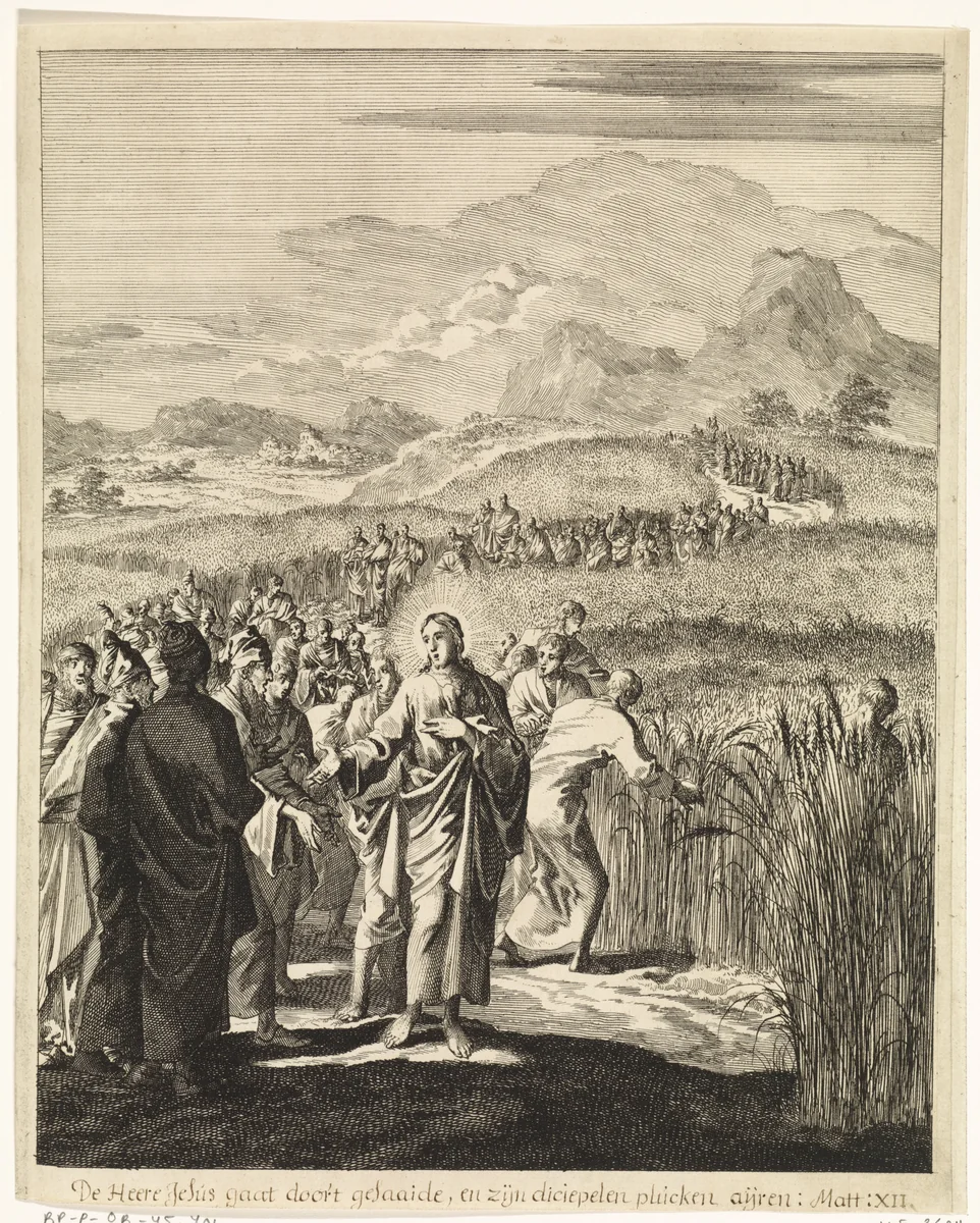 Christus in gesprek met de Farizeeën by Jan Luyken, print, 1708