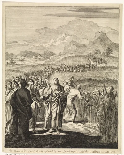 Christus in gesprek met de Farizeeën by Jan Luyken, print, 1708